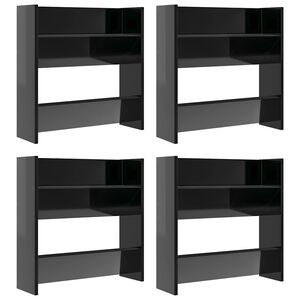 vidaXL Шкафове за обувки 4 бр черен гланц 60x18x60 см инженерно дърво