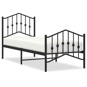vidaXL Метална рамка за легло с горна и долна табла, черна, 75x190 см