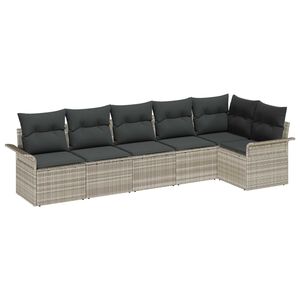 vidaXL Градински Софа Комплект 6 pcs Светлосиво полиратан