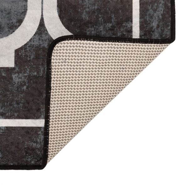 vidaXL Перящ се килим, черно и бяло, 160x230 см, противоплъзгащ