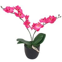 vidaXL Изкуствено растение орхидея със саксия, 30 см, червена