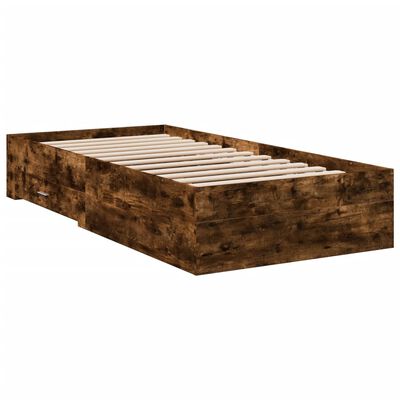 vidaXL Рамка за легло с чекмеджета, опушен дъб, 90x190 см
