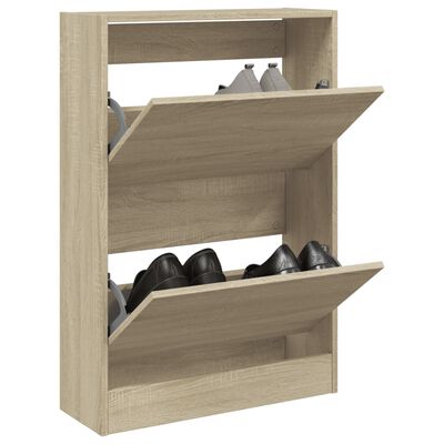 vidaXL Шкаф за обувки, дъб сонома, 60x21x87,5 см, инженерно дърво