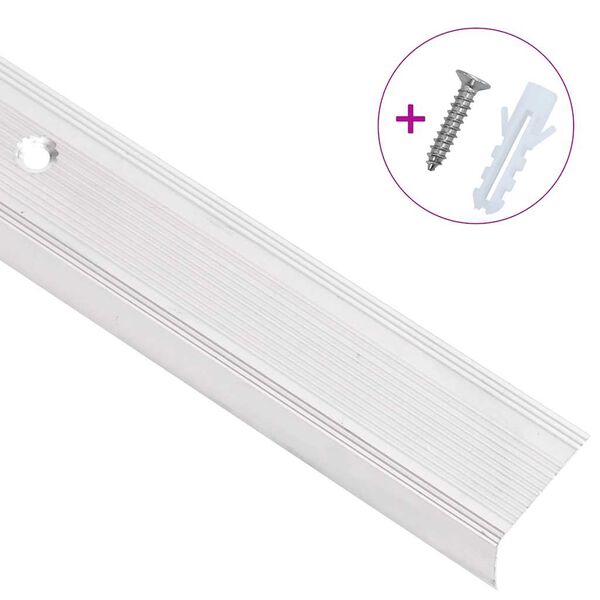 vidaXL Ръбове за стъпала Г-образни 15 бр алуминий 100 см сребристи