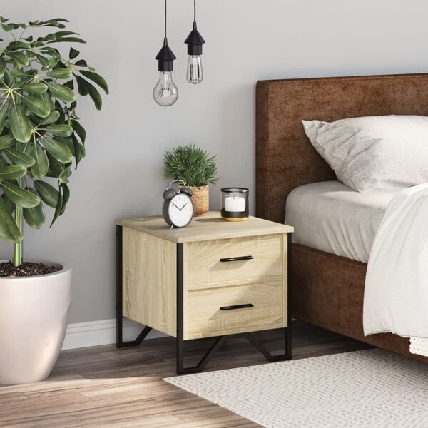 vidaXL Нощно шкафче, дъб сонома, 40x41x40 см, инженерно дърво