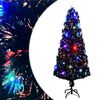 vidaXL Готова осветена коледна елха със стойка и LED 240 см оптично влакно
