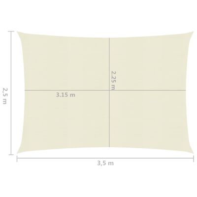 vidaXL Платно-сенник, 160 г/м², кремаво, 2,5x3,5 м, HDPE
