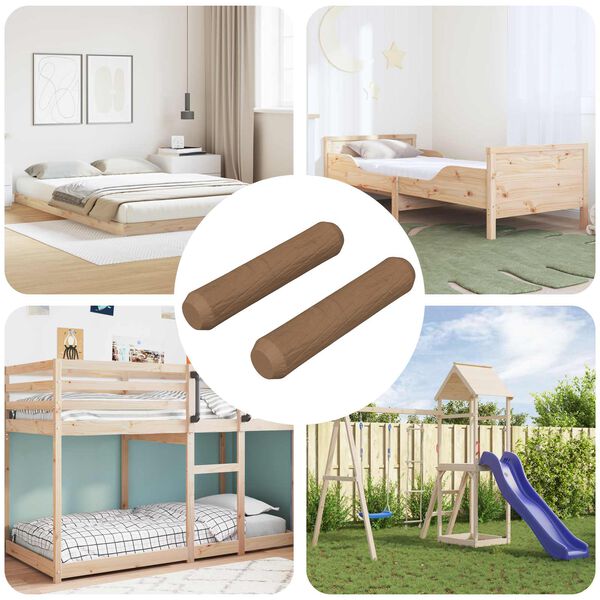 vidaXL Дървени дюбели 2 pcs Кафяво &Oslash;8 x 35 мм Масивна дървесина