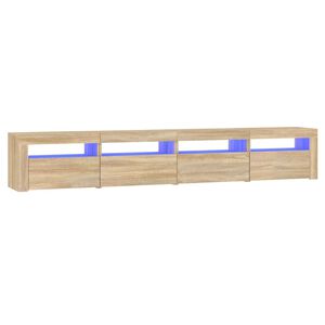 vidaXL ТВ шкаф с LED осветление, дъб сонома, 240x35x40 см