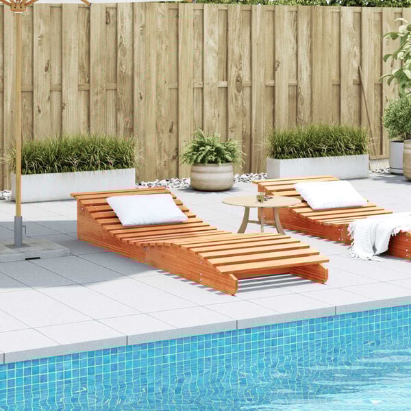 vidaXL Шезлонг, восъчнокафяв, 205x70x31,5 см, борово дърво масив