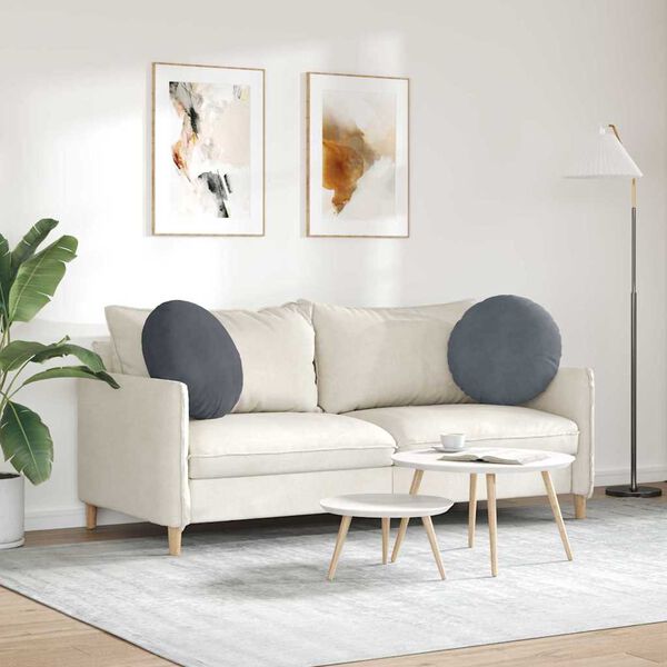 vidaXL Възглавници за седалки 2 pcs Тъмен сив &Oslash; 40 x 13 см Кадифе