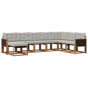 vidaXL Комплект дивани за открито 8 pcs Естествено и светлосиво
