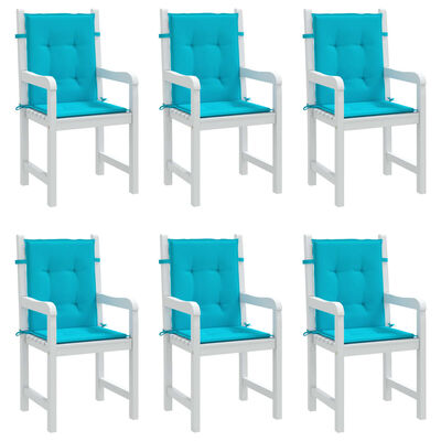 vidaXL Възглавници за столове с ниски облегалки 6 бр тюркоаз текстил
