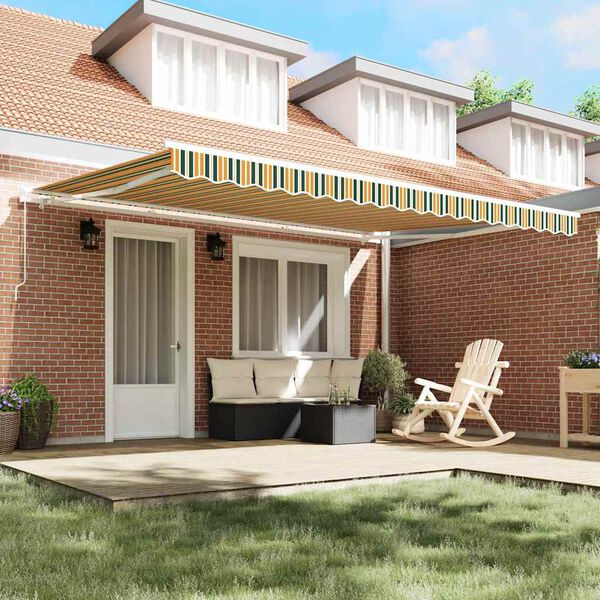 vidaXL Резервен плат за тента Зелен и жълт 430 x 345 см Полиестер