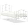 vidaXL Метална рамка за легло с горна и долна табла, бяла, 75x190 см
