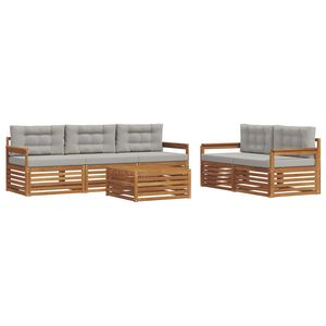 vidaXL Комплект дивани за открито 6 pcs Естествено и светло сиво