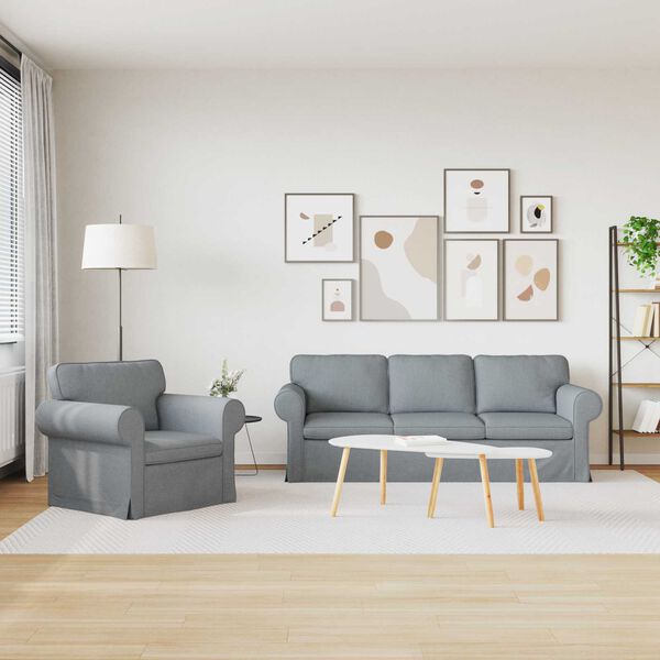 vidaXL Диван 2 pcs Светлосиво 215 x 82 x 80 см текстил