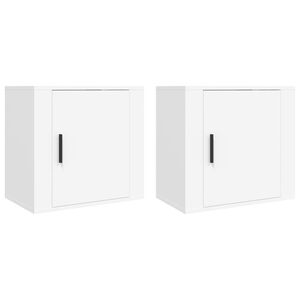 vidaXL Нощни шкафчета за стенен монтаж, 2 бр, бели, 50x30x47 см