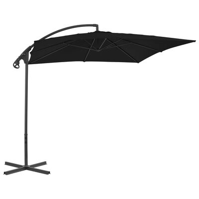 vidaXL Градински чадър чупещо рамо и стоманен прът 250x250 см черен