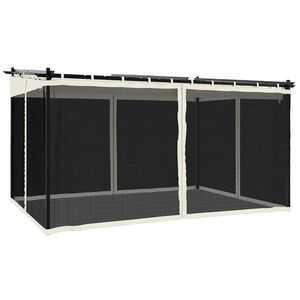 vidaXL Беседка с мрежести стени, кремава, 4x3 м, стомана