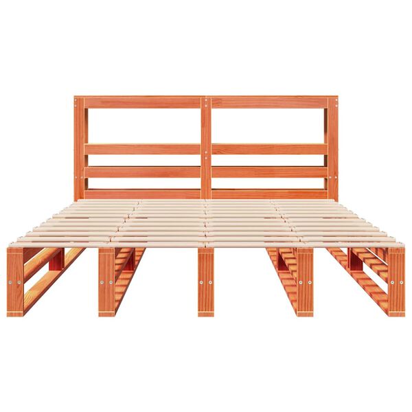 vidaXL Рамка за легло без матрак, восъчнокафяв, 140x190 см, бор масив