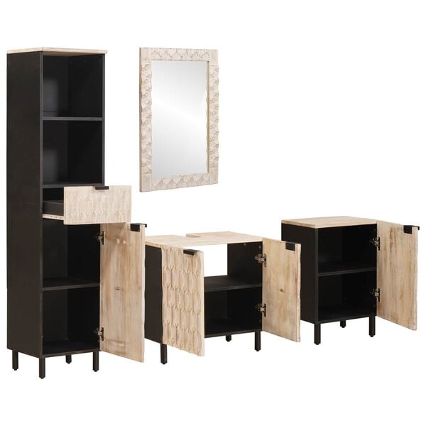 vidaXL Комплекти за баня Финал на бяло измиване Солидно мангово дърво