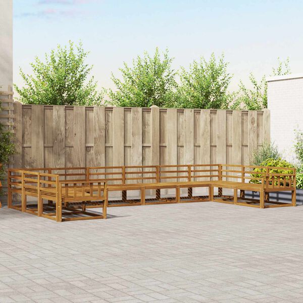 vidaXL Комплект дивани за открито 10 pcs Естествен