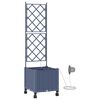 vidaXL Градинска саксия с напояване и колела Сиво 40 x 40 x 148 см ПП