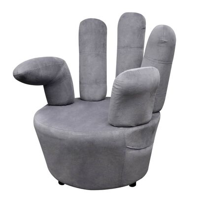 vidaXL Стол във формата на ръка, сив, кадифе