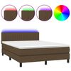 vidaXL Боксспринг легло с матрак и LED, тъмнокафяво, 140x190 см, плат
