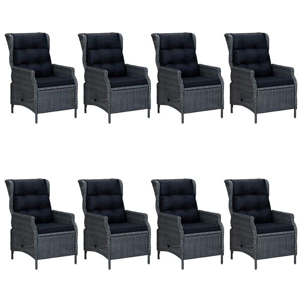 vidaXL Градински трапезен комплект, 9 части, тъмносив