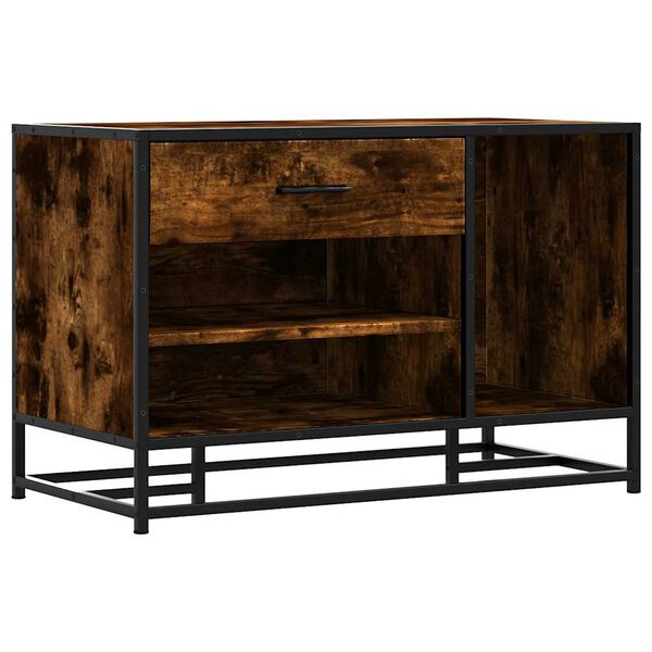 vidaXL Пейка за обувки опушен дъб Инженерна дървесина и метал