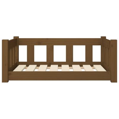 vidaXL Кучешко легло, меденокафяво, 75,5x55,5x28 см, бор масив