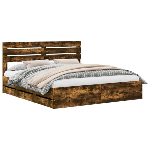 vidaXL Рамка за легло Димян дъб 200 x 200 cm Инженерна дървесина