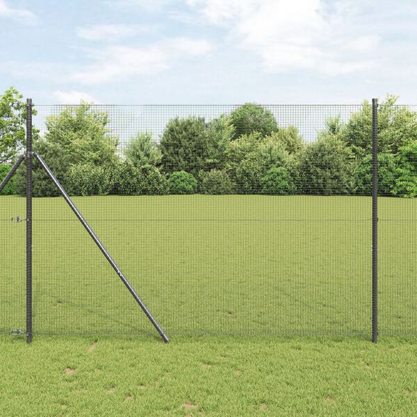 vidaXL Заварена мрежа ограда Сив 1.6 x 25 m