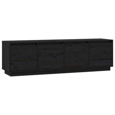 vidaXL ТВ шкаф, черен, 156x37x45 см, бор масив