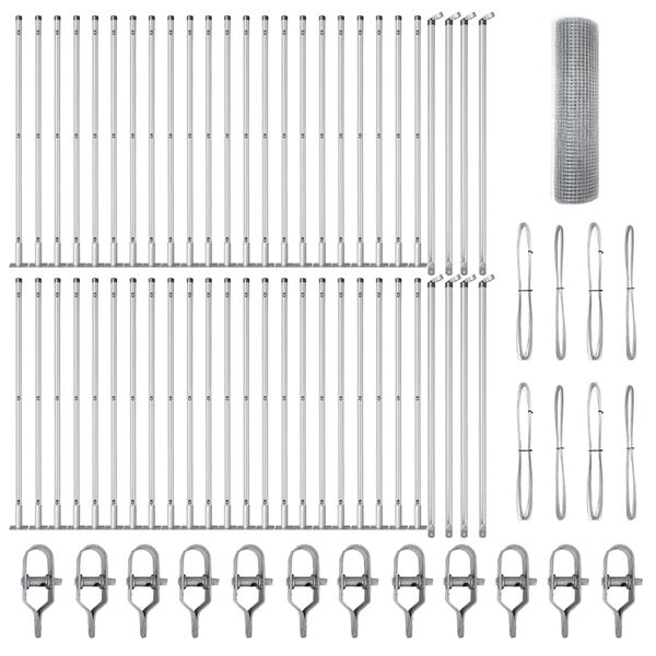 vidaXL Стълб за ограда. Сребрист 100 x 0,6 м (12 x 12 мм мрежа)