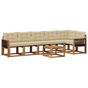 vidaXL Комплект дивани за открито 7 pcs Натурален и Бежов