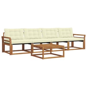 vidaXL Комплект дивани за открито 5 pcs Натурален и Крема