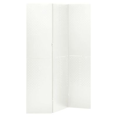 vidaXL Параван за стая, 3 панела, бял, 120x180 см, стомана