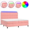vidaXL Боксспринг легло с матрак и LED, розово, 200x200 см, кадифе