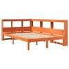 vidaXL Легло с етажерка за книги, без матрак, 135x190 см, бор масив