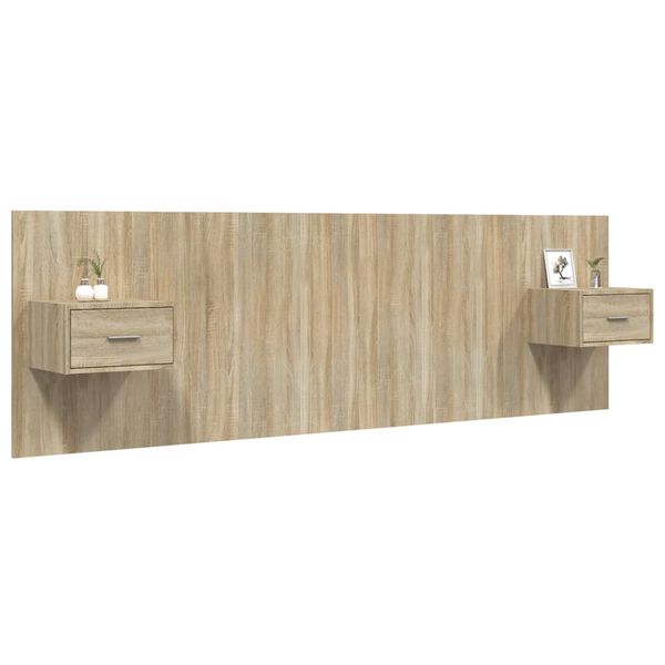 vidaXL Горна табла за легло с шкафчета, дъб сонома, инженерно дърво