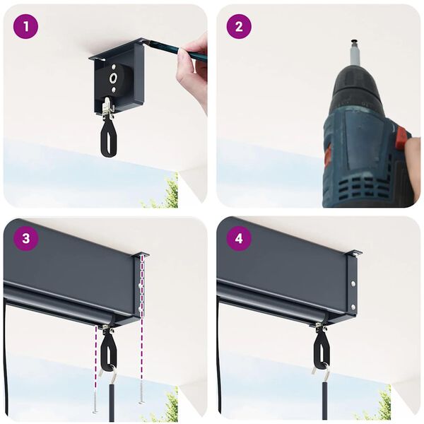 vidaXL Външна ролетна щора, 60x250 см, синьо и бяло