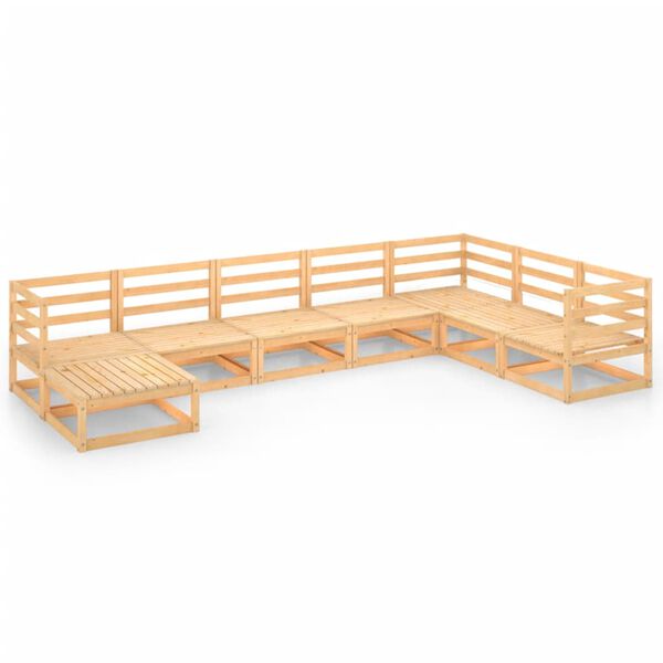 vidaXL Градински лаундж комплект, 8 части, борово дърво масив