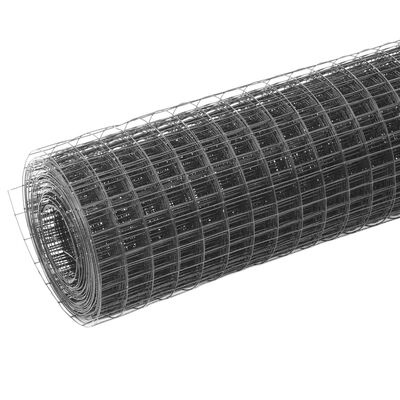 vidaXL Кокошкарска мрежа, стомана с PVC покритие, 10x1 м, сива