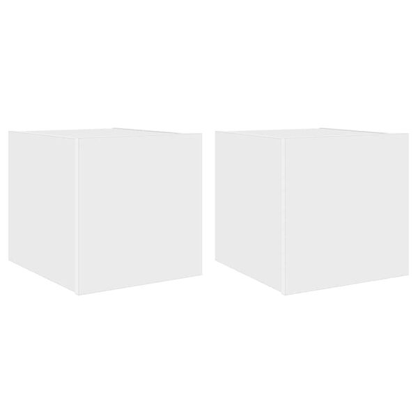 vidaXL Стенни ТВ шкафове с LED осветление, 2 бр, бели, 30,5x35x30 см