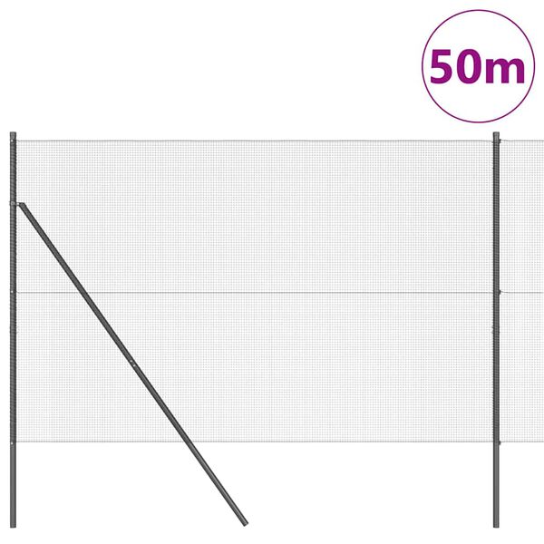 vidaXL Стълб за ограда. Сив 50 x 1,5 м (12 x 12 мм мрежа)