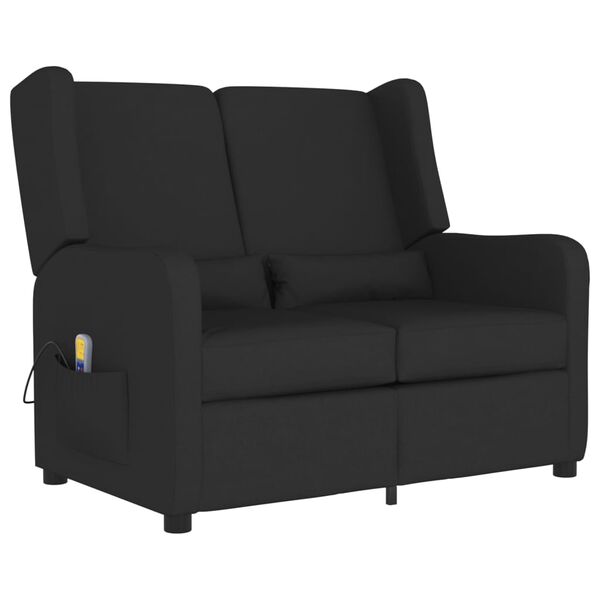 vidaXL 2-местен масажен реклайнер, черен, текстил