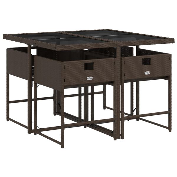 vidaXL Градински комплект с възглавници 5 части кафяв полиратан